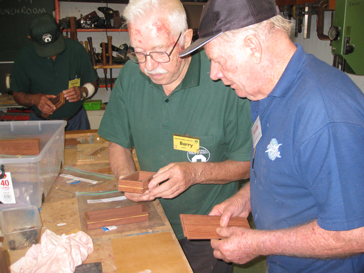 Kalamunda Men's Shed - Two men working at a woodwork bench