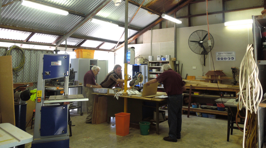 Forrestfield Men's Shed - Lloyal, Brian and Dave working in the shed