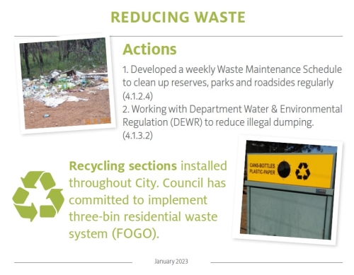 Snapshot of latest LES update for Reducing Waste