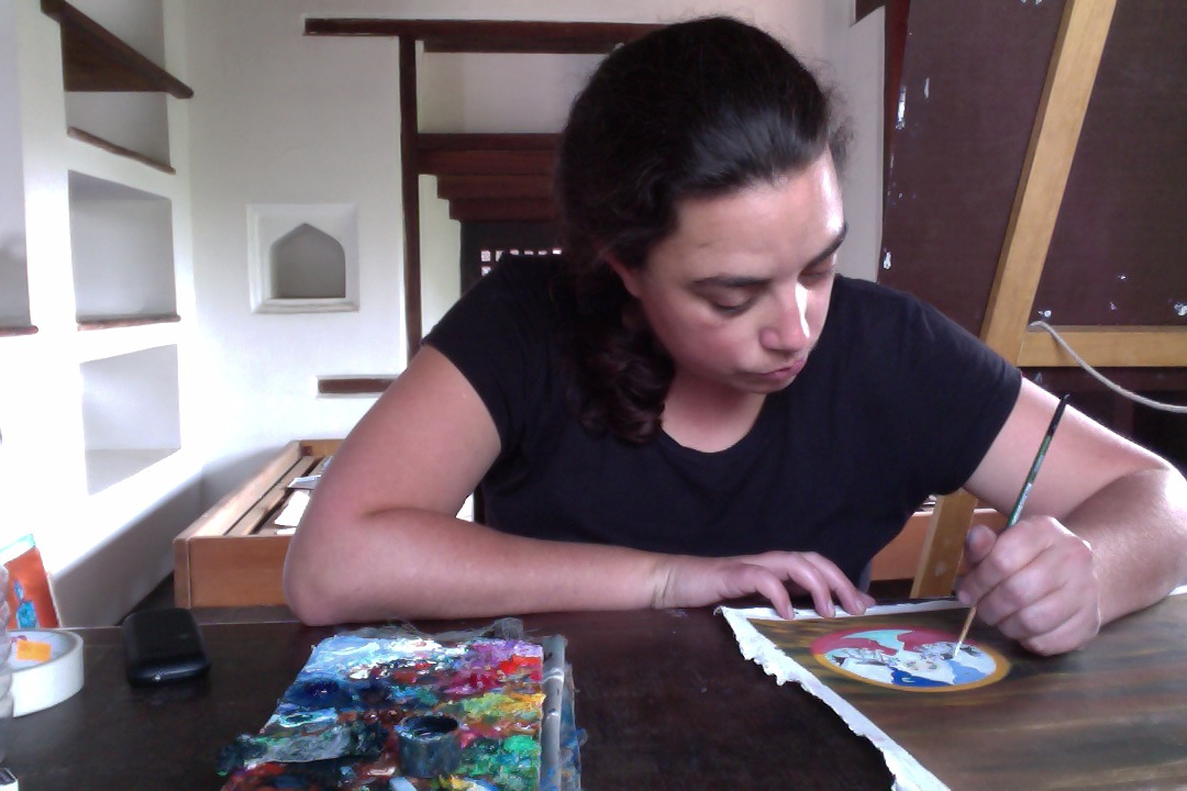 Fern Bhuttoo working on one of her art works in her studio