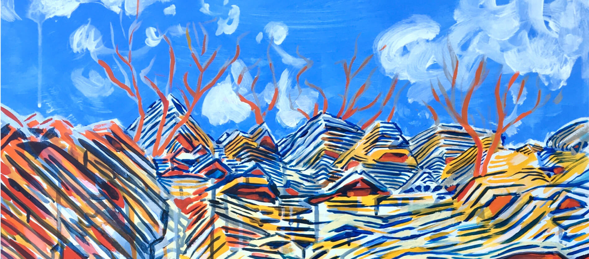 Arty by John Eden, titled - Birak, 2022, acrylic on board (75 x 60 x 4.5cm) for Zig Zag Gallery exhibition in 2023