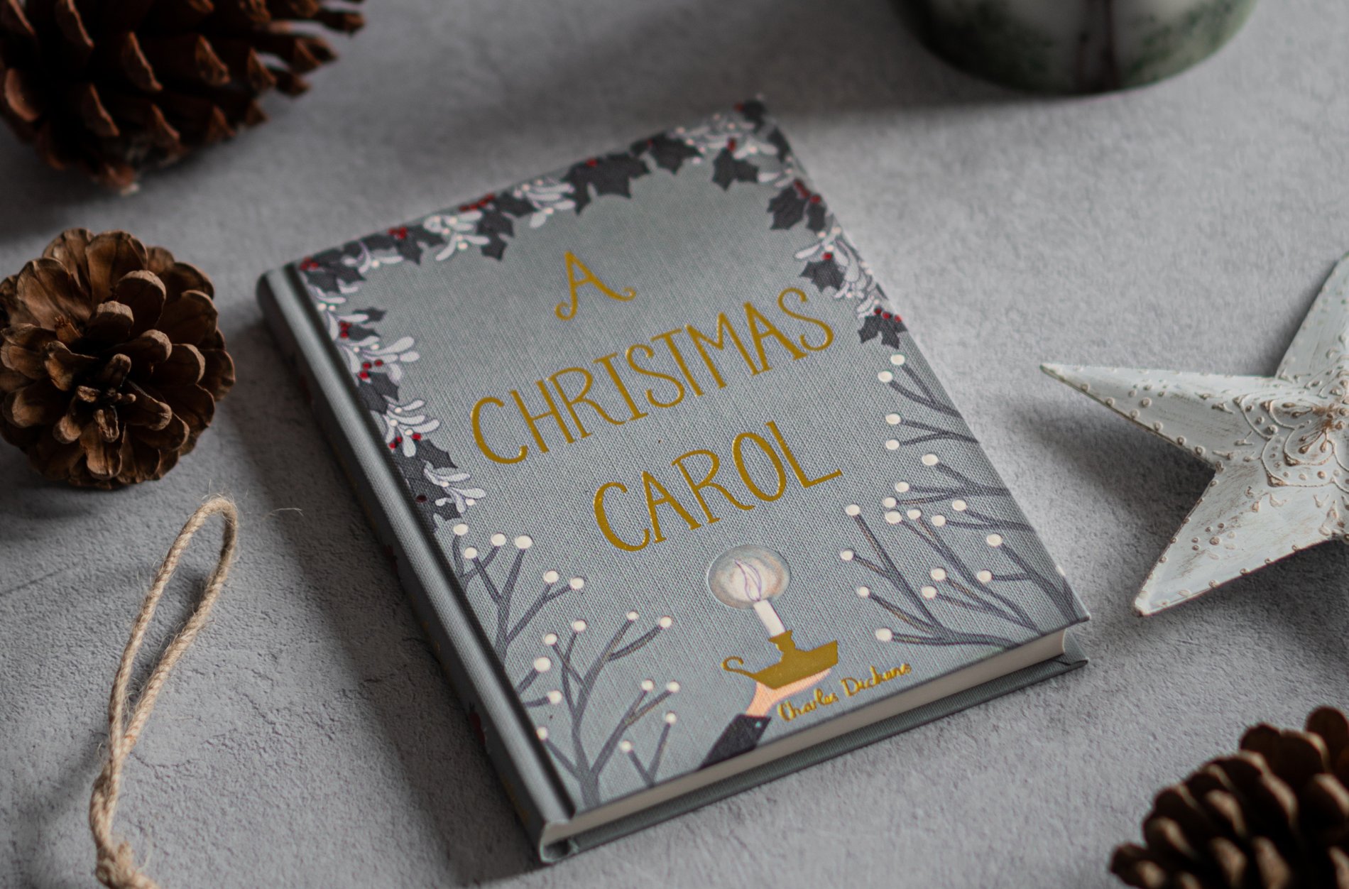 A hardcover book titled A Christmas Carol by Charles Dickens
