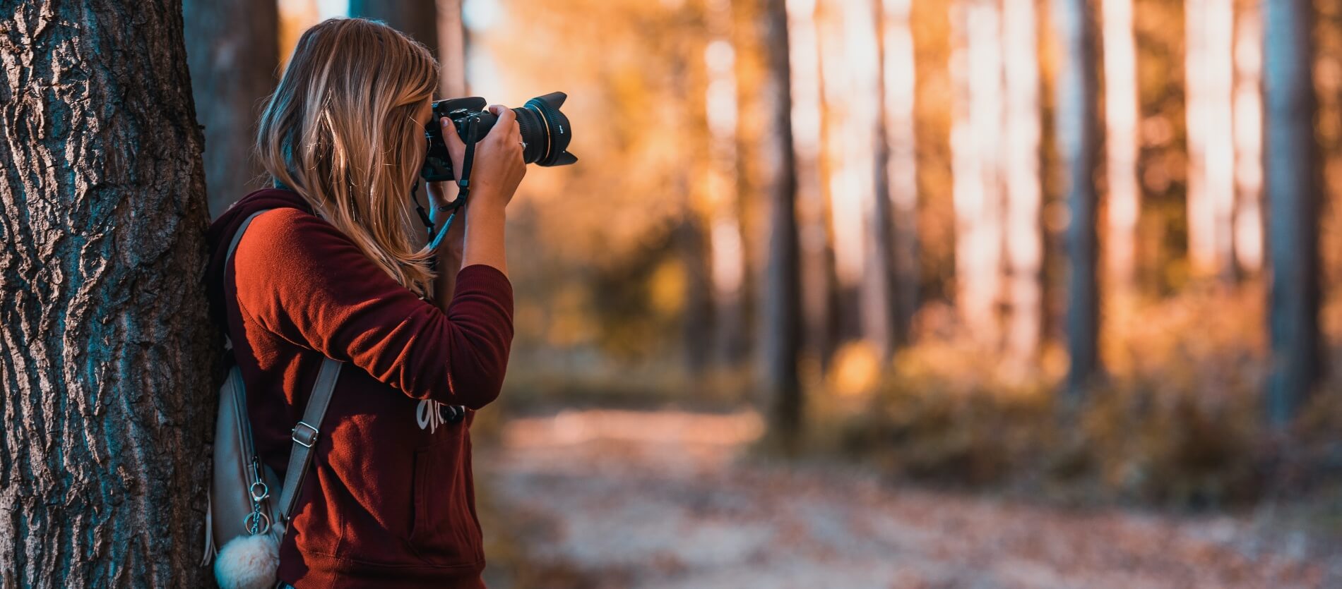 Woman Leaning Back on Tree Trunk Using Black Dslr Camera during Day  (David Bartus | Pexels)