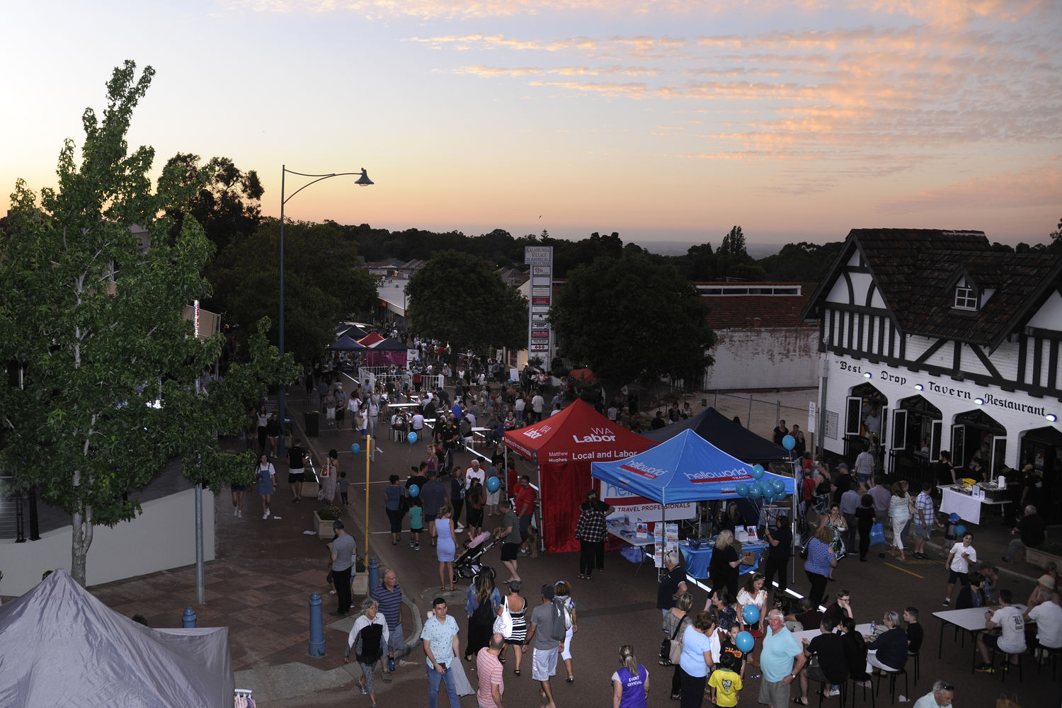 View of Kalamunda Night Market down Haynes Street