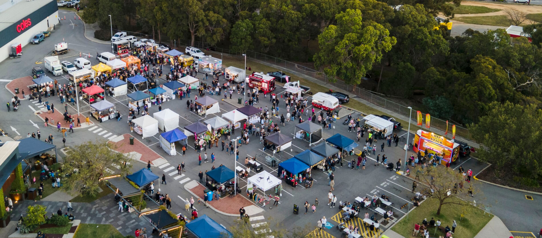 Aerial View of the Forrestfield Night Market at Hawaiian's during 2022