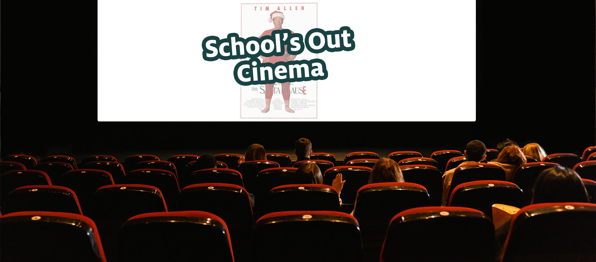 View from a theatre seating showing an animated movie