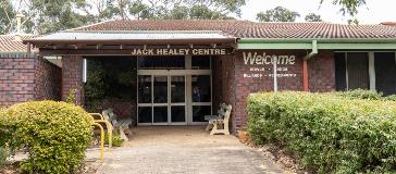 View of the main entrance of Jack Healey Centre located in Kalamunda
