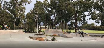 View of the skating facilities available at the skate park named 605SK8 located in Forrestfield