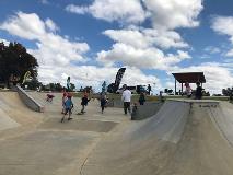 Young kids having a SkateboardingWA Clinic at the High Wycombe Skate Park located at Fleming Reserve in High Wycombe.
