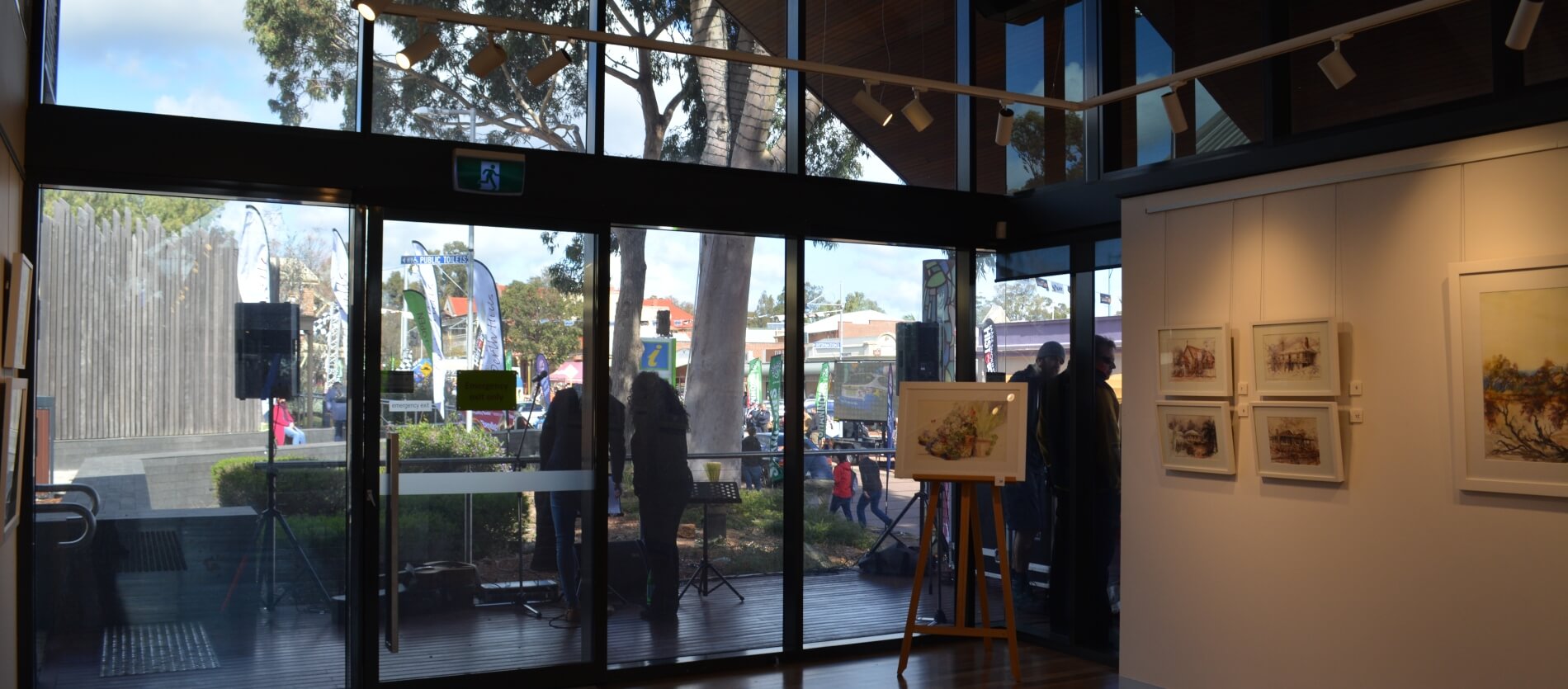 View from the interior of the Gallery facing Kalamunda Library and Railway Road