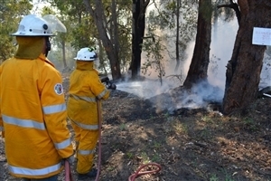 Two firefighters conducting and controlling hazard burn on the local bushland