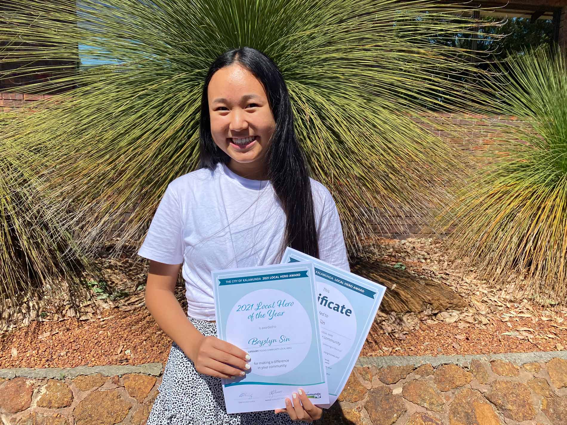 High school student and Forrestfield resident Bryzlyn Sin taking out the 2021 Young Local Hero of the Year award