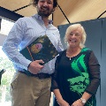 Darren Peterson (left) with Mayor Margaret Thomas at 2021 annual Thank a Volunteer ceremony