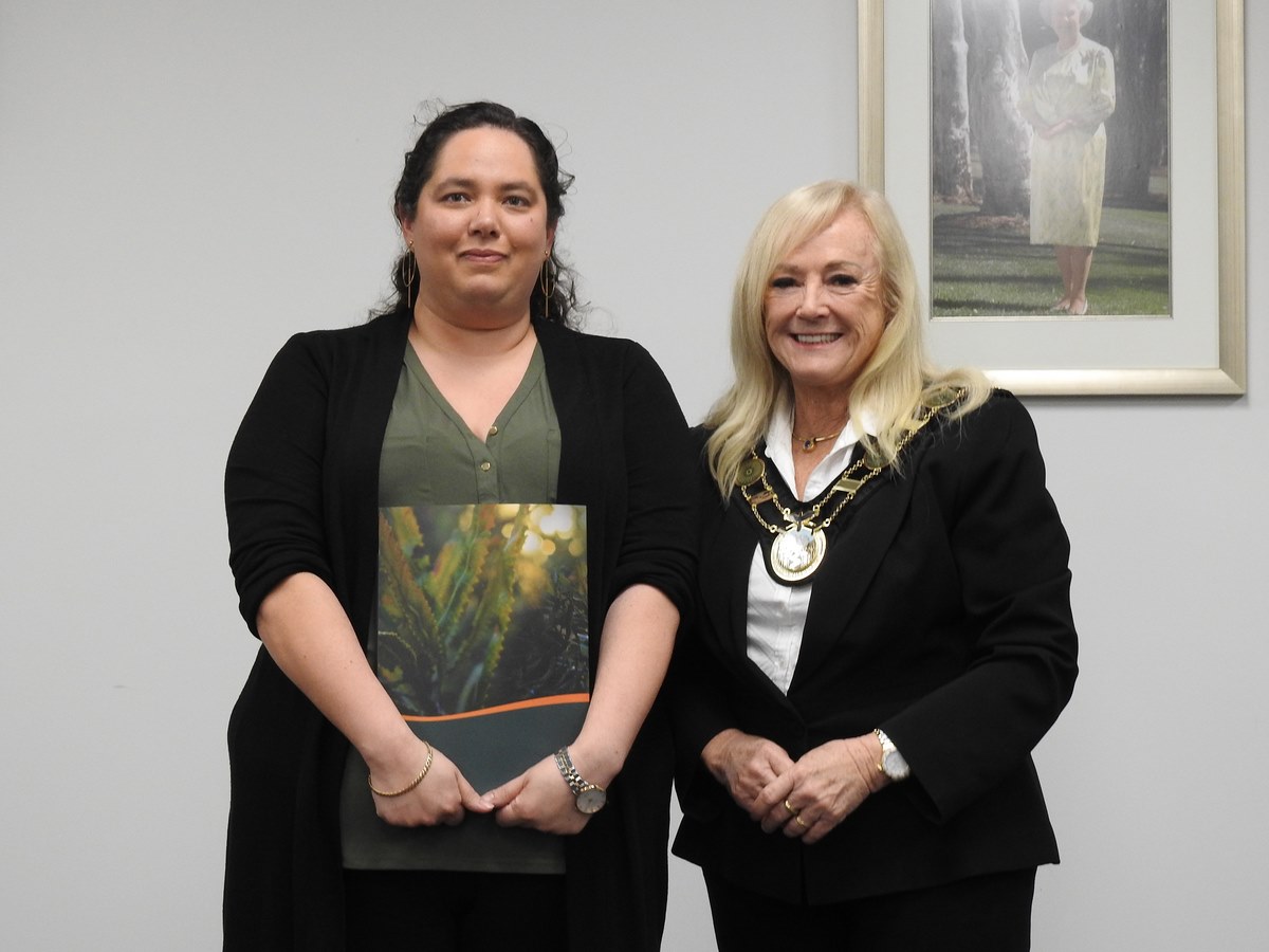 June/July 2021 Local Hero - Angelina Watson with Mayor Margaret Thomas