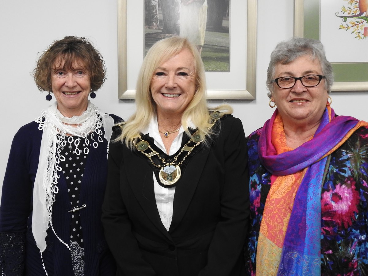 June/July 2021 Local Heroes dynamic duo Fran Dean & Cathy Audino with Mayor Margaret Thomas