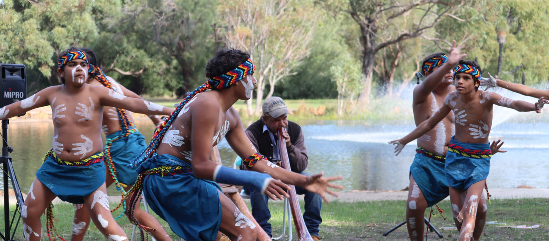 Dancers from Koolangka's Kreate perform at the 2021 NAIDOC Week Closing event at Maamba Reserve in Forrestfield