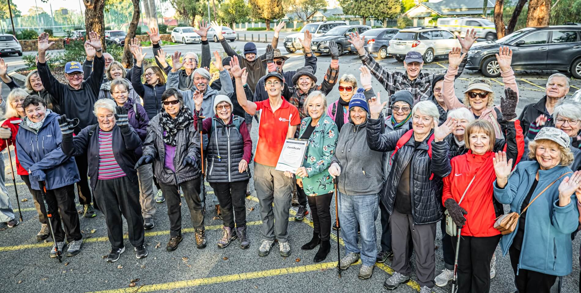 Photo credit Mark Fisher - Diana Fisher with Walking Group near Kalamunda Railway Heritage Trail