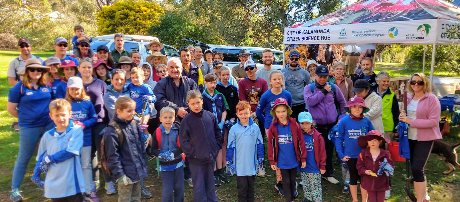 Group of volunteers who took part in the National Tree Day at Jorgensen Park located in Kalamunda