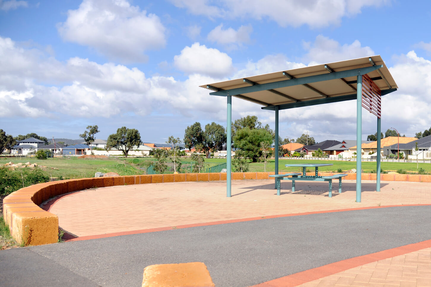 View of picnic tables located at Fleming Reserve Park in High Wycombe