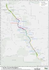 Map view with the Perth Hills Trail Loop section of Kalamunda to Pickering Brook highlighted