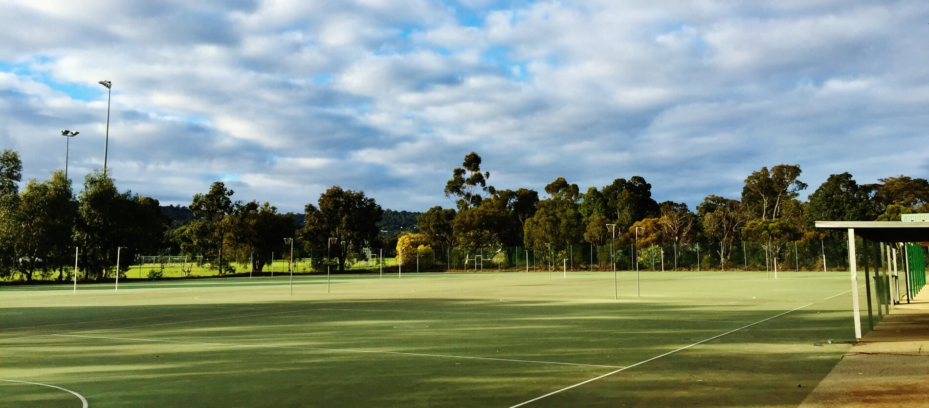 View of netball courts located at Maida Vale Netball Centre