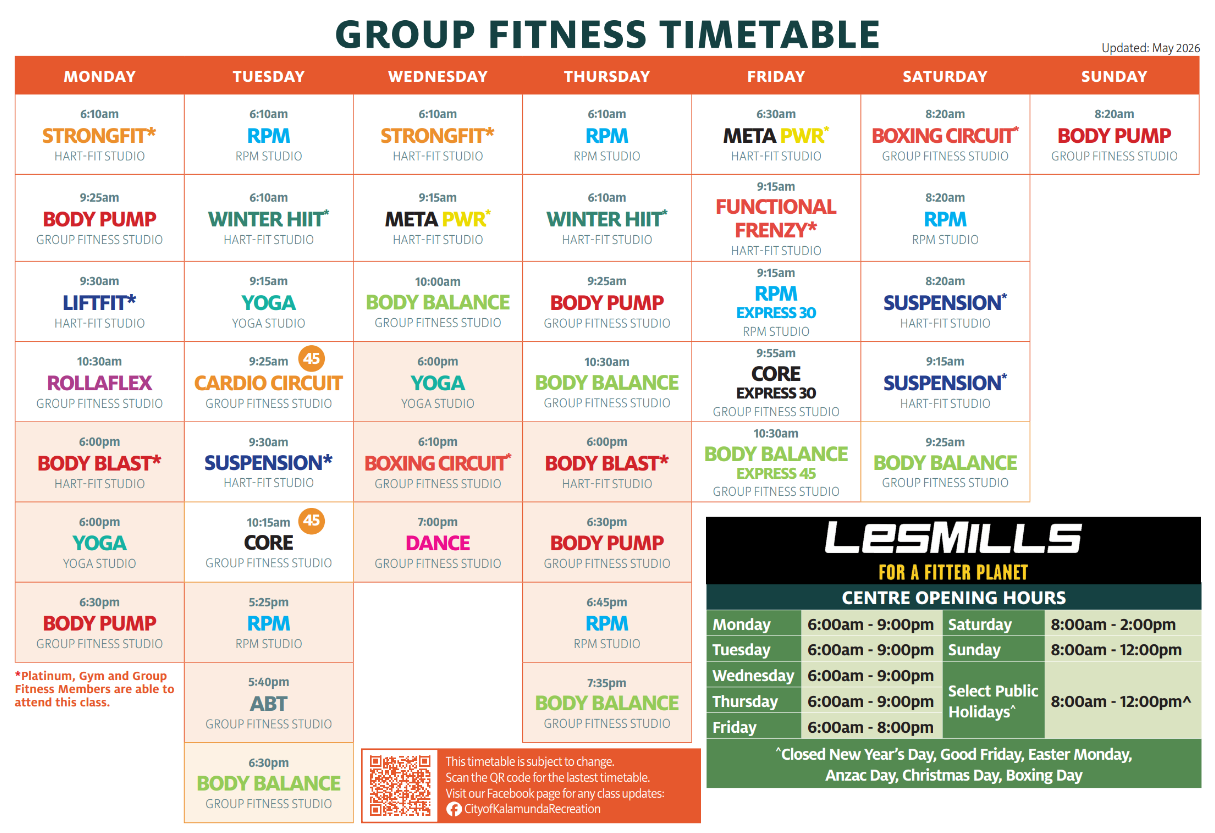 group fitness table