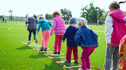 Kids exercising in the park