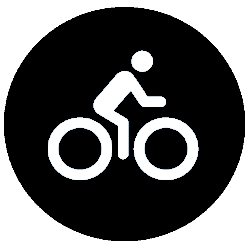 Trail Symbol for Cycling for DIFFCULT trail indicated by person cycling on a black background