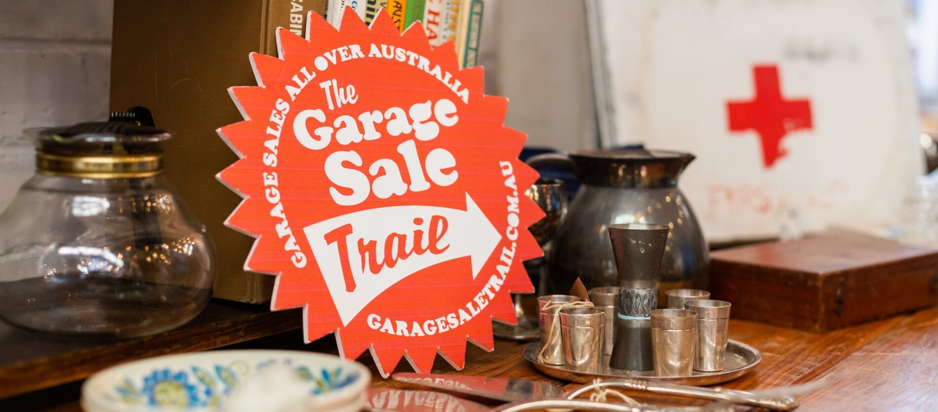 Promotion signage for Garage Sale Trail 