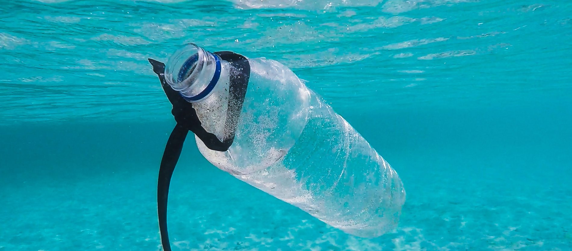 plastic bottle floating in water