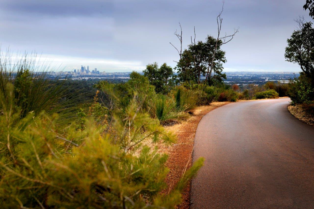 City views from Zig Zag Scenic Drive from the road